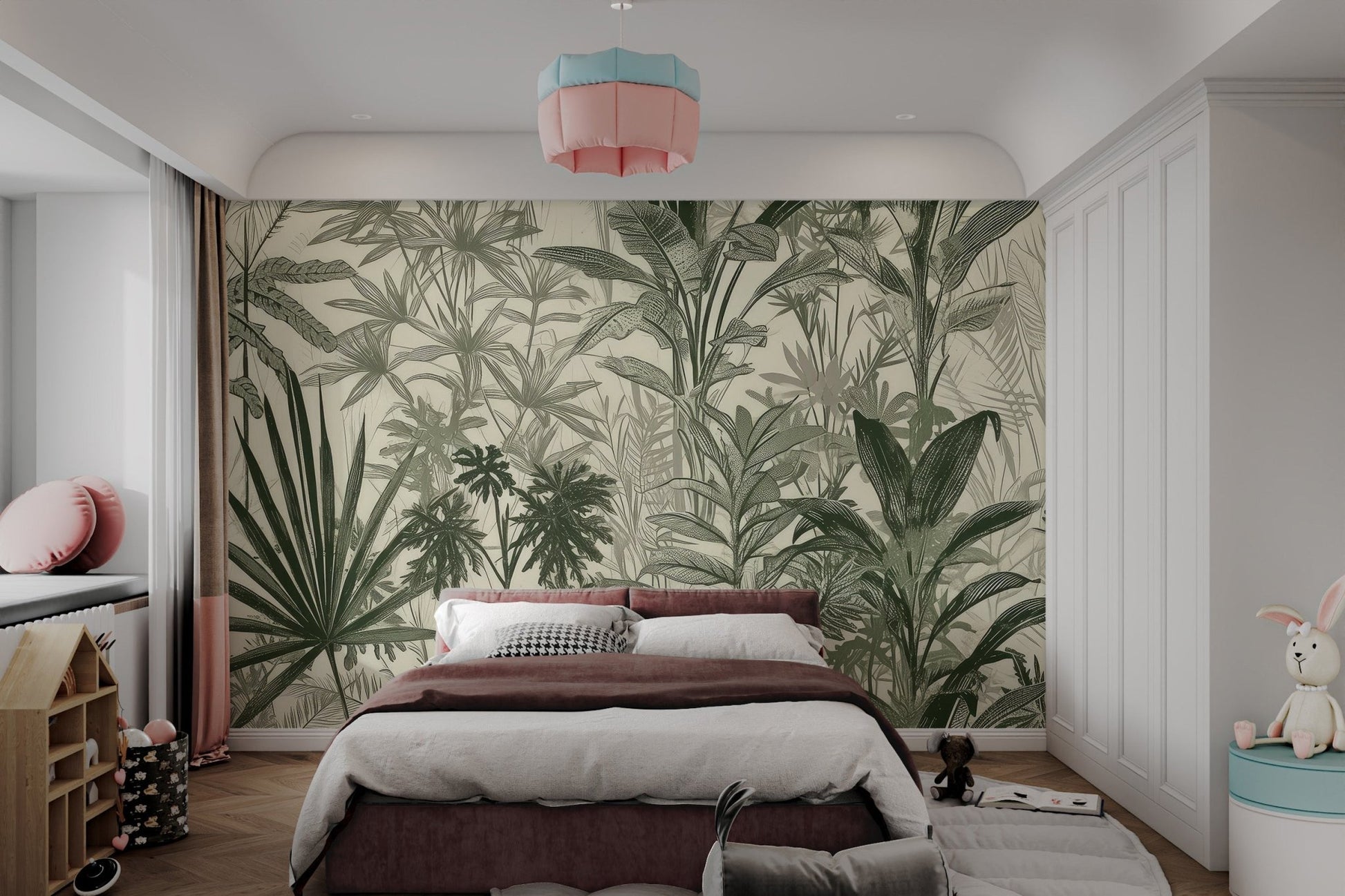 Hand - Drawn Tropical Foliage Wallpaper - Wallanza