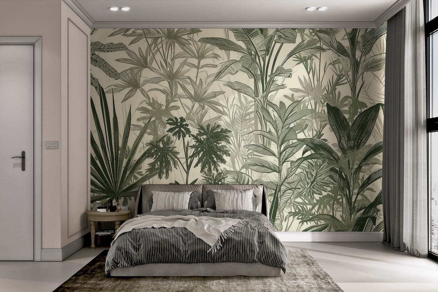 Hand - Drawn Tropical Foliage Wallpaper - Wallanza
