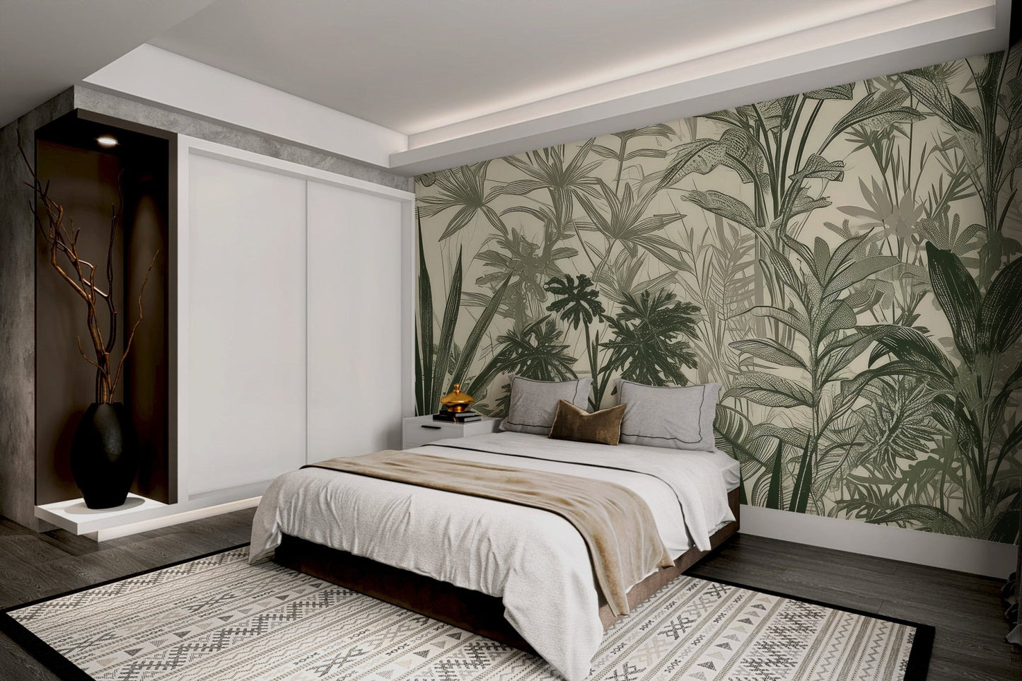 Hand - Drawn Tropical Foliage Wallpaper - Wallanza