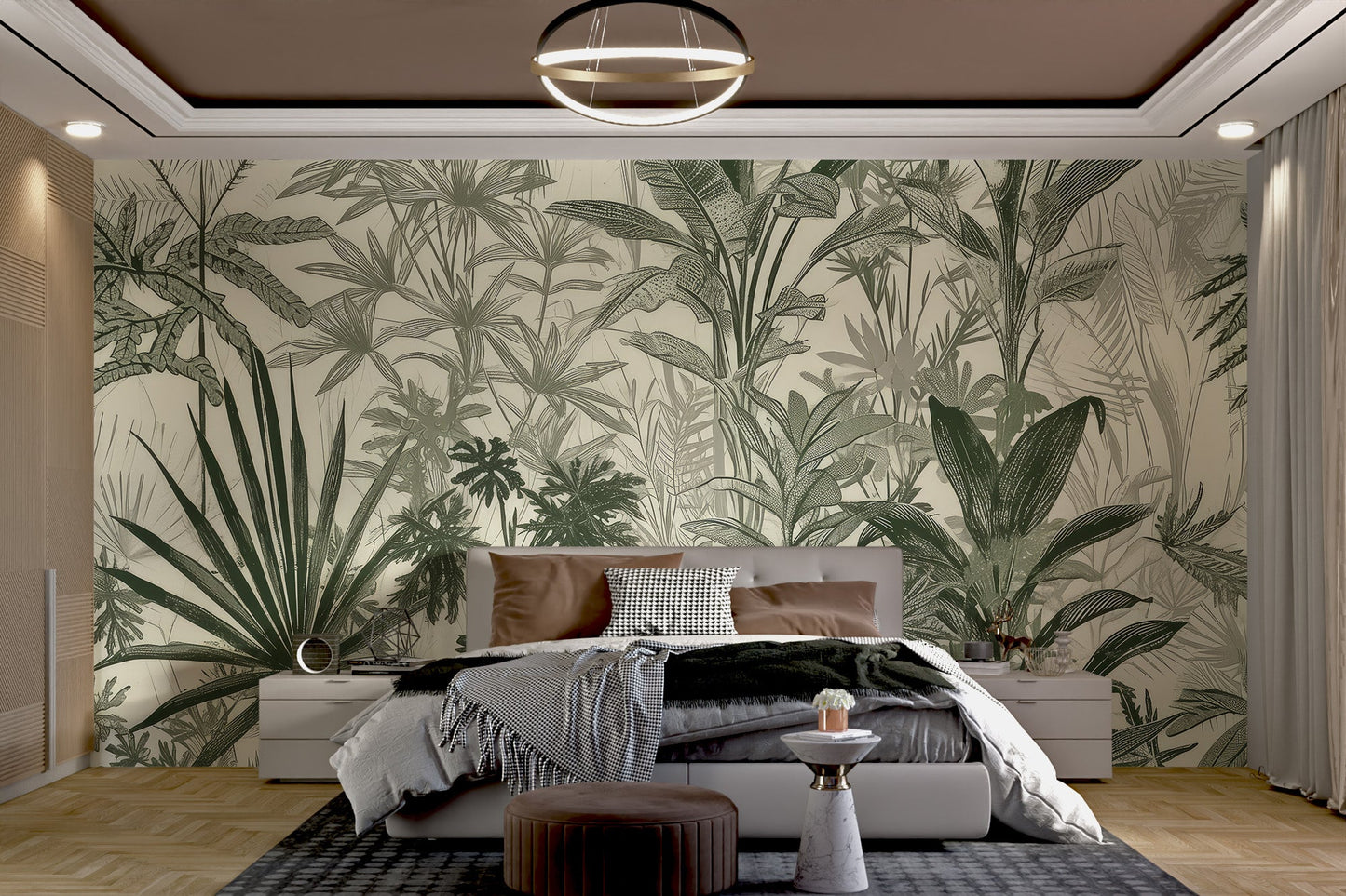 Hand - Drawn Tropical Foliage Wallpaper - Wallanza
