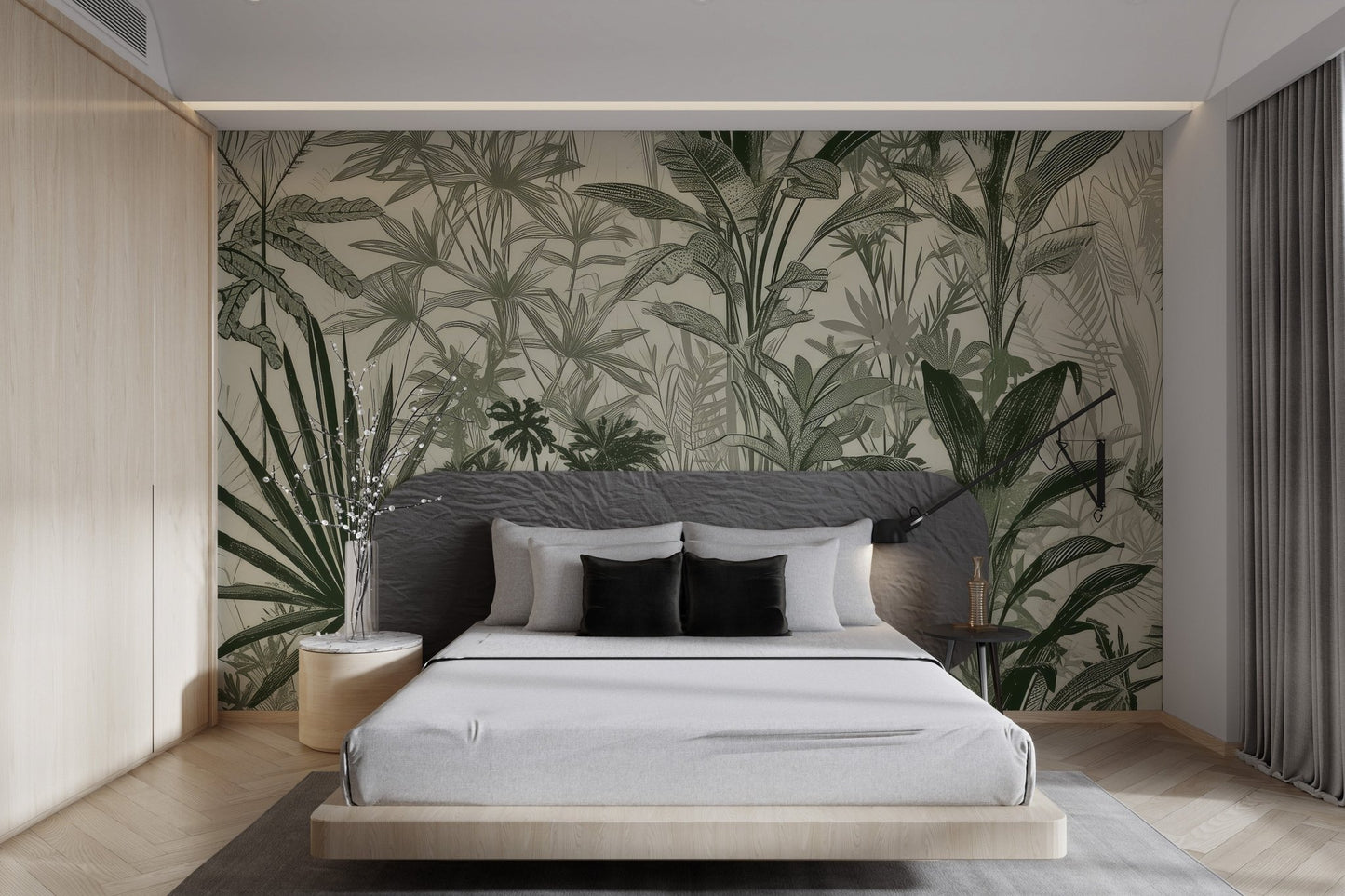 Hand - Drawn Tropical Foliage Wallpaper - Wallanza
