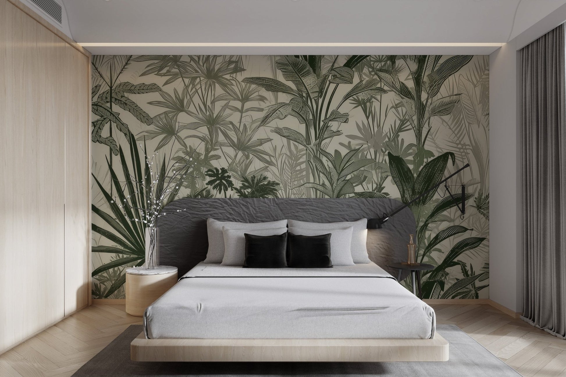 Hand - Drawn Tropical Foliage Wallpaper - Wallanza