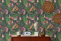Adorable watercolor forest animal wallpaper for study room interiors