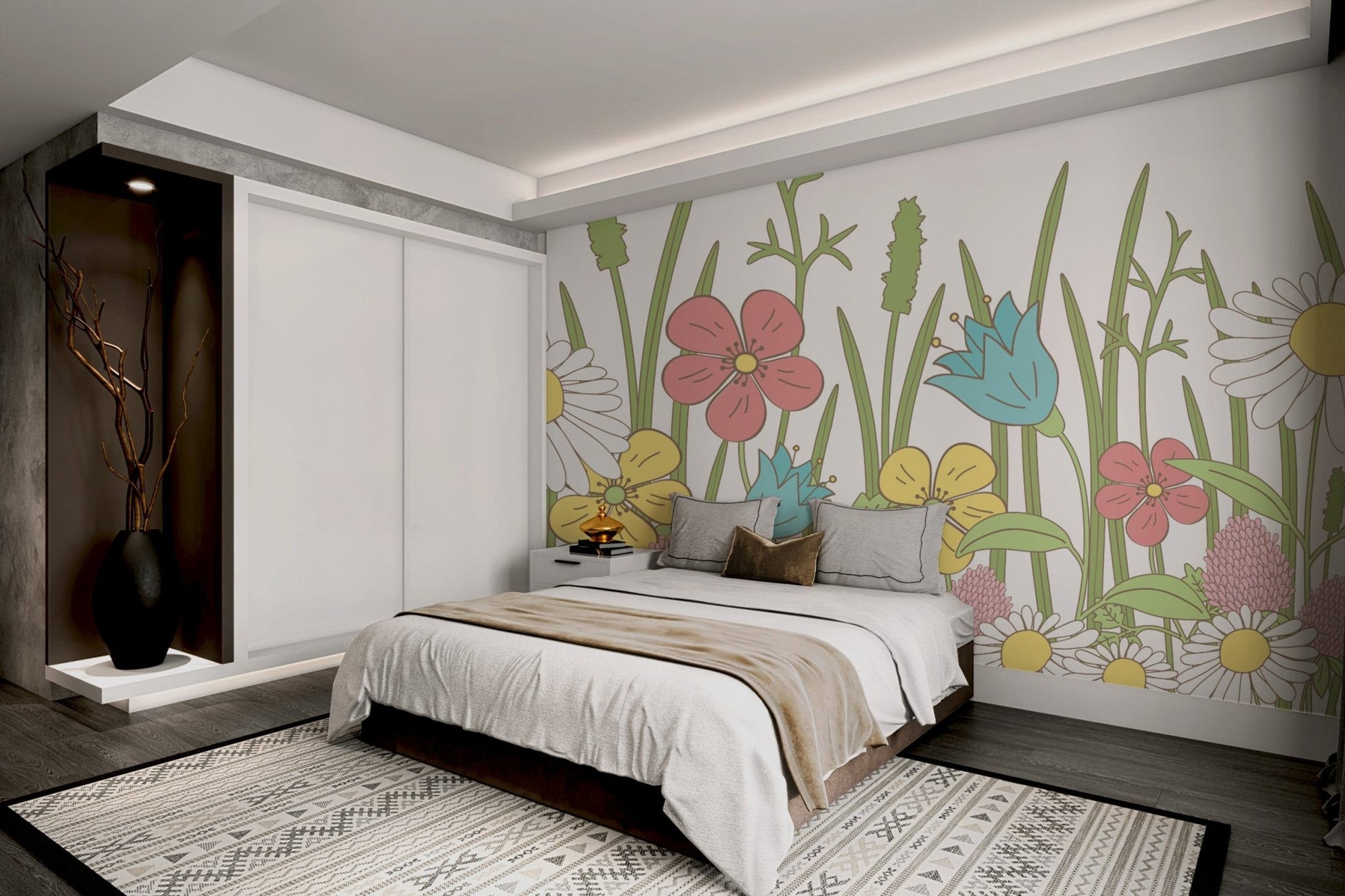 Hand - Drawn Wildflower Wallpaper - Wallanza