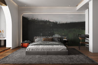 Elegant landscape mural with hand-painted artistic details for bedroom wall.