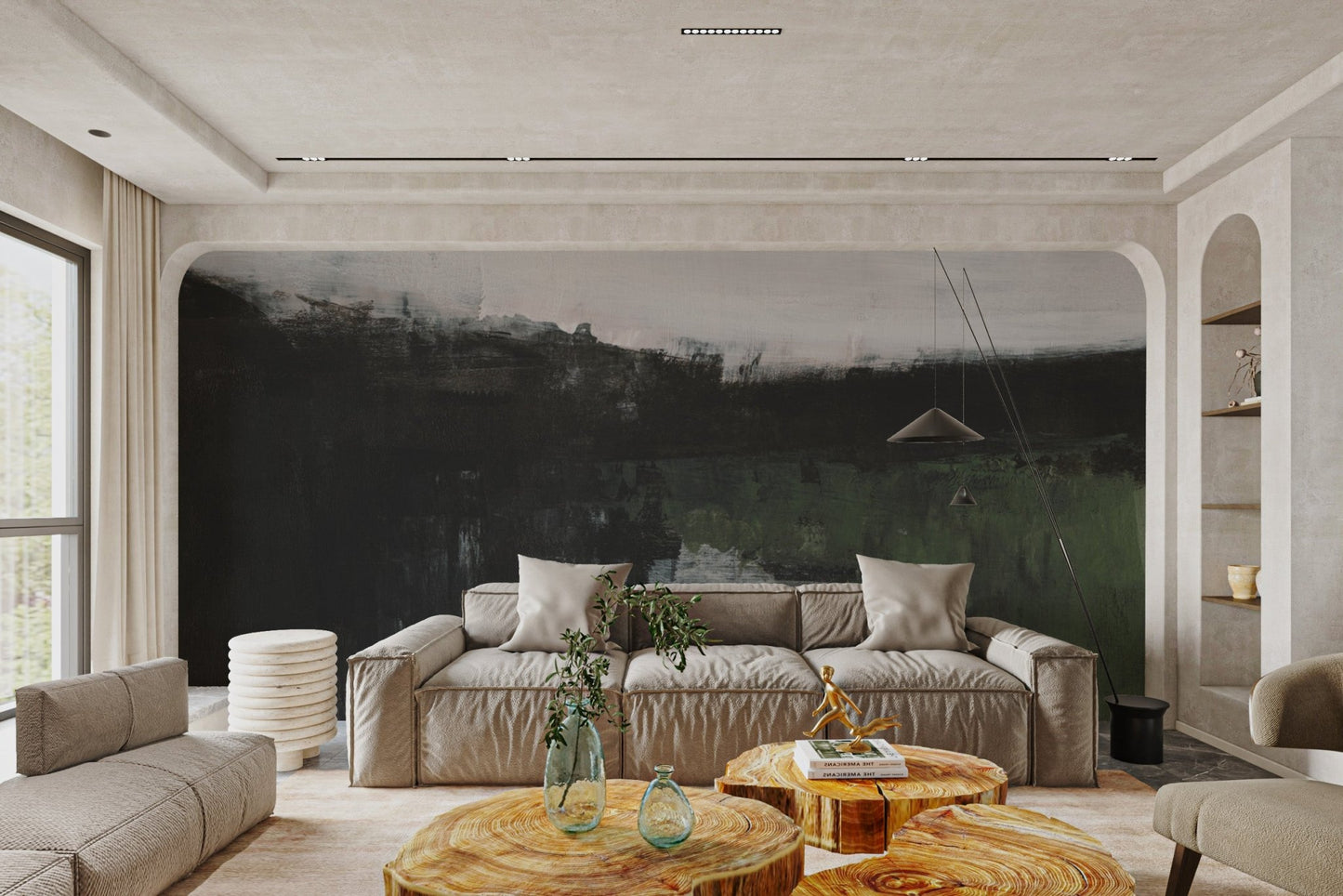 Hand-painted wall mural showcasing a tranquil scenery.