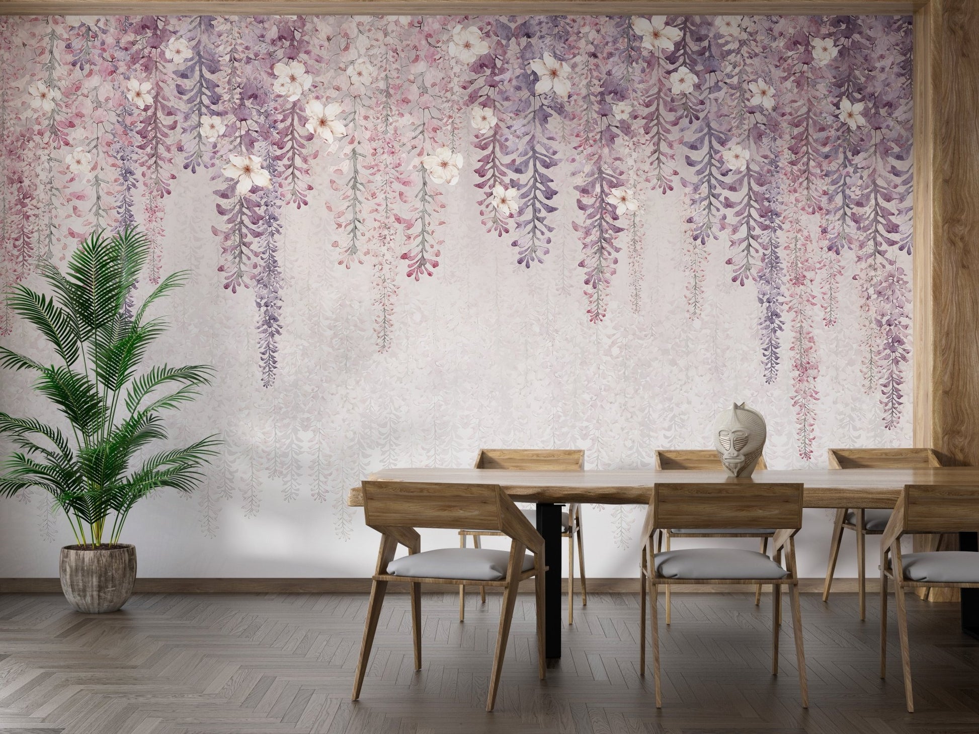 Hanging Blossom Leaves Wallpaper Mural - Wallanza