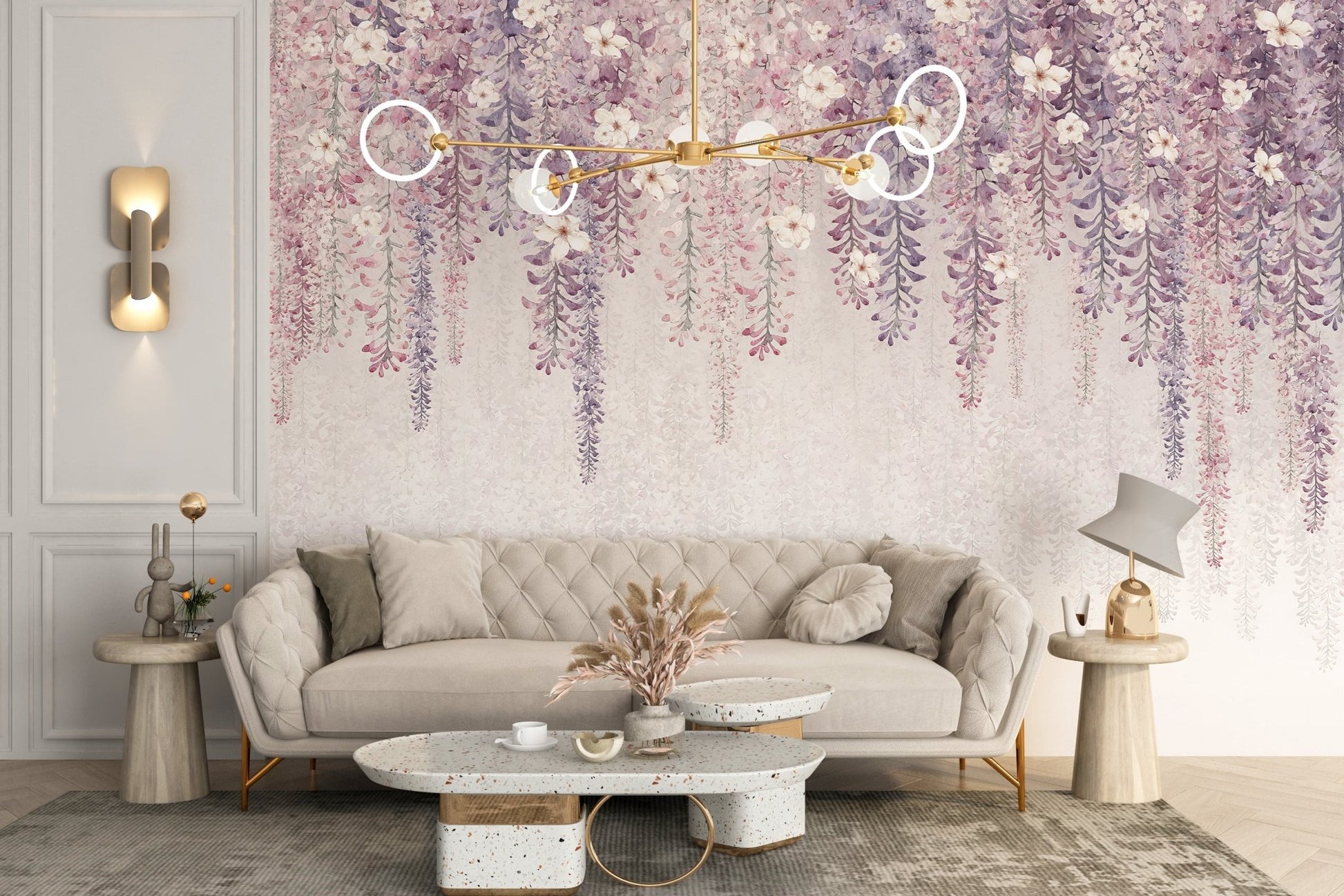 Hanging Blossom Leaves Wallpaper Mural - Wallanza