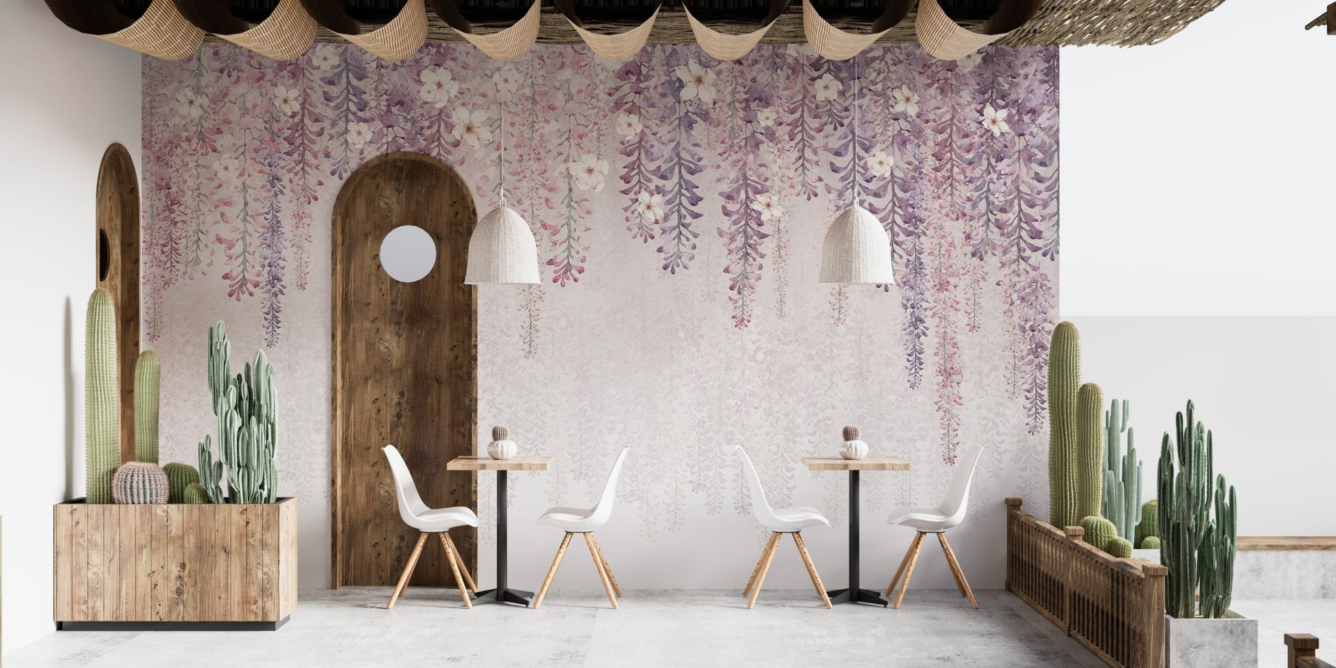 Hanging Blossom Leaves Wallpaper Mural - Wallanza