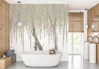 Hanging Blossoms Tree Wall Mural for Bathroom Interiors