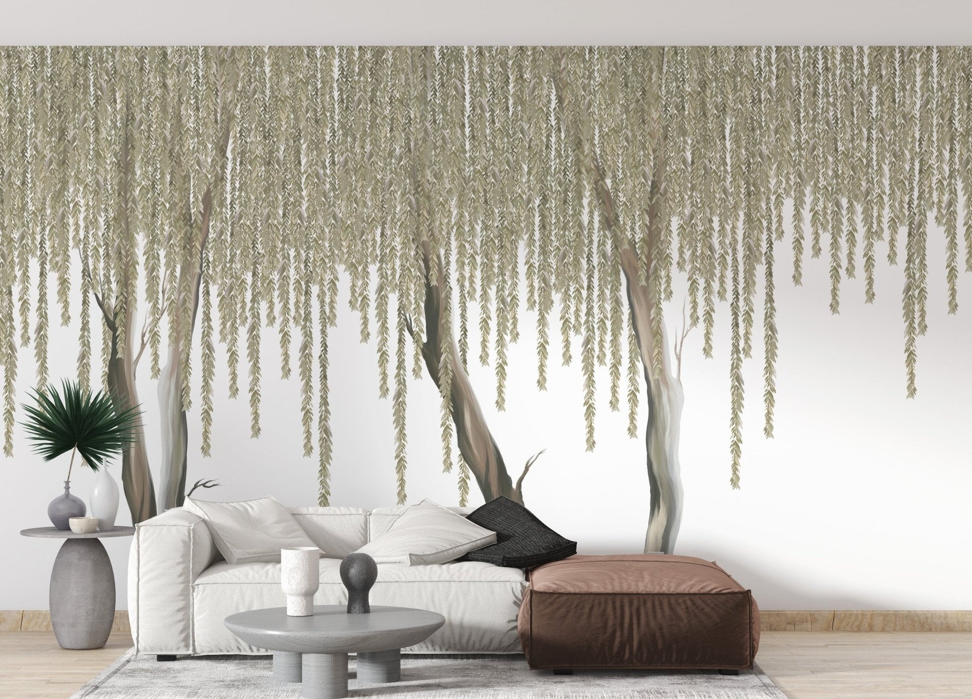 Elegant Hanging Flowers Tree Mural for Stylish Living room Walls