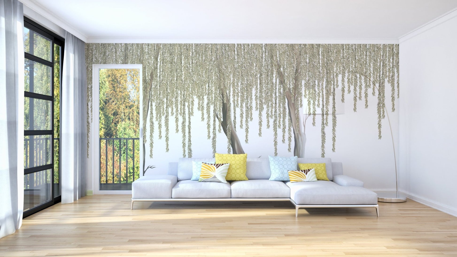 Hanging Flowers Tree Wall Mural for Elegant living room.