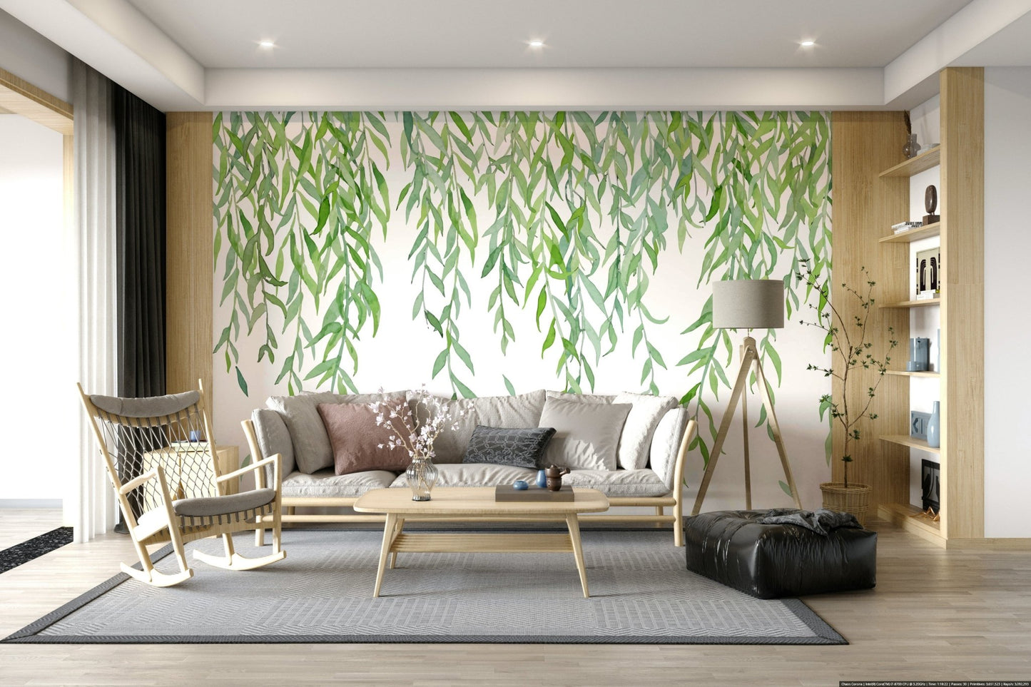 Hanging Leaves Wall Mural - Wallanza