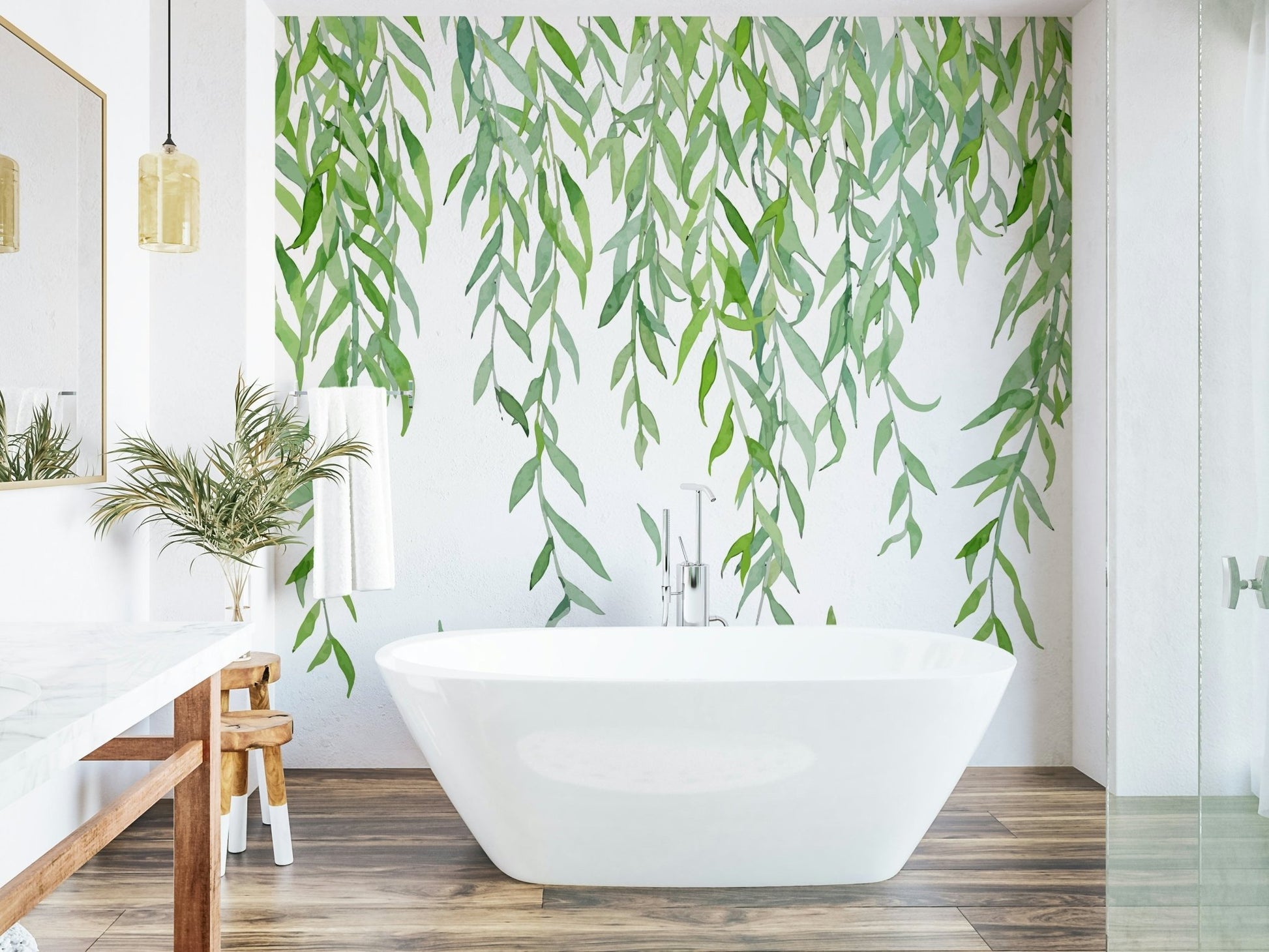 Hanging Leaves Wall Mural - Wallanza