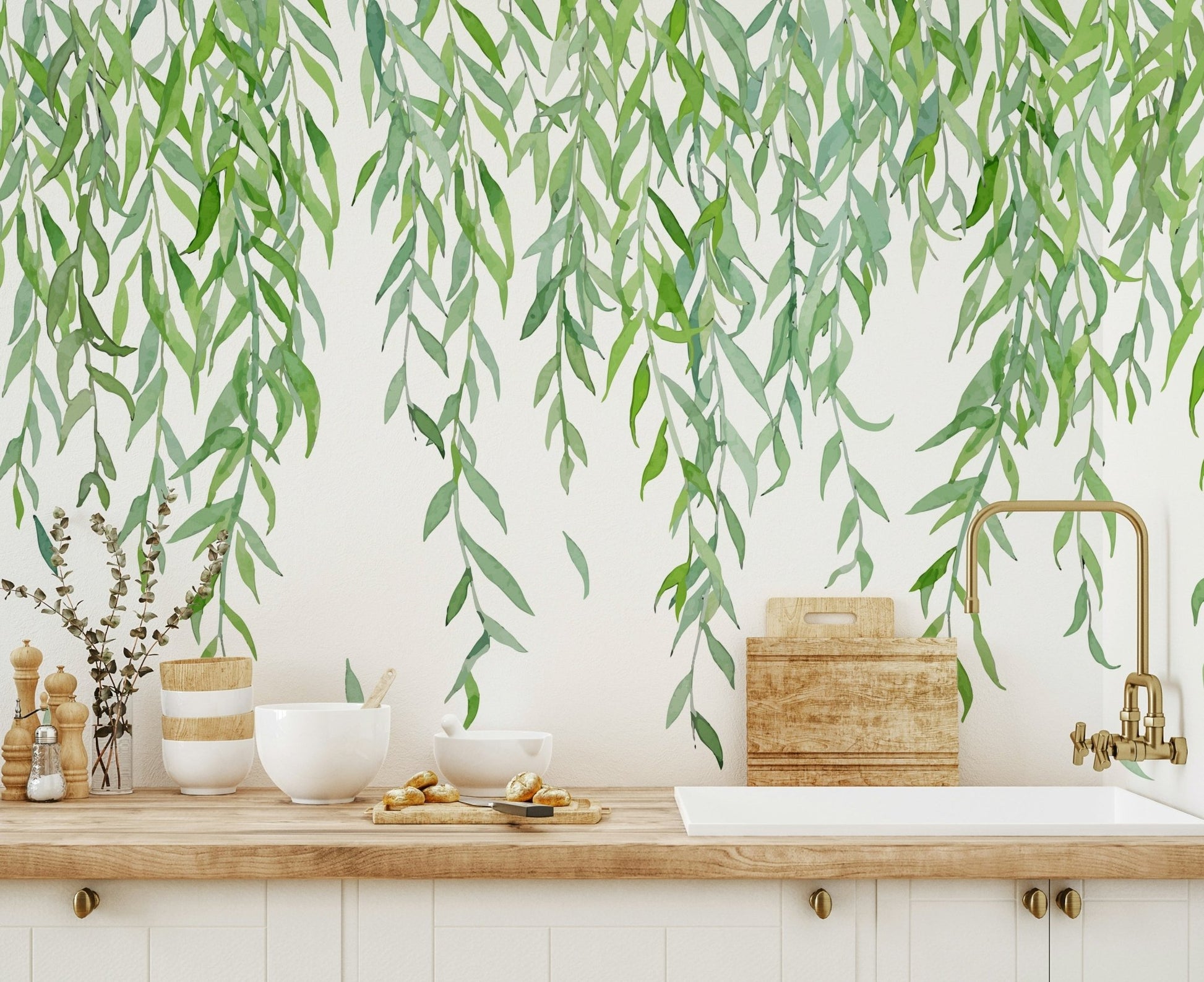Hanging Leaves Wall Mural - Wallanza