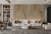 Hanging Leaves Wallpaper depicting forest flora and small birds.