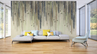 Nature pattern wallpaper with butterflies and muted leaves.