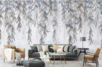Modern living space featuring Hanging Willows on Grey Wall Mural.