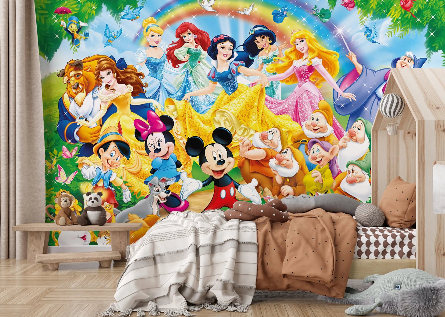 Belle and the Beast with Disney forest animals.