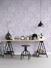 Happy Blooms Lilac Wallpaper - Wallanza