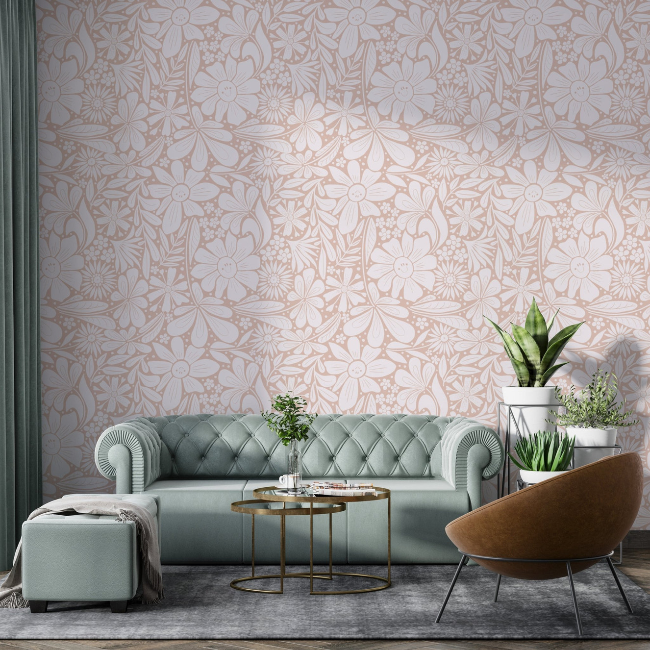 Happy Blooms Pastel Pink Wallpaper - Wallanza