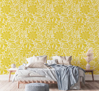 Happy Blooms Yellow Wallpaper - Wallanza