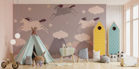 Elegant horse herd mural for nature-inspired playroom interior.

