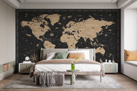 Golden map wallpaper with vintage charm
