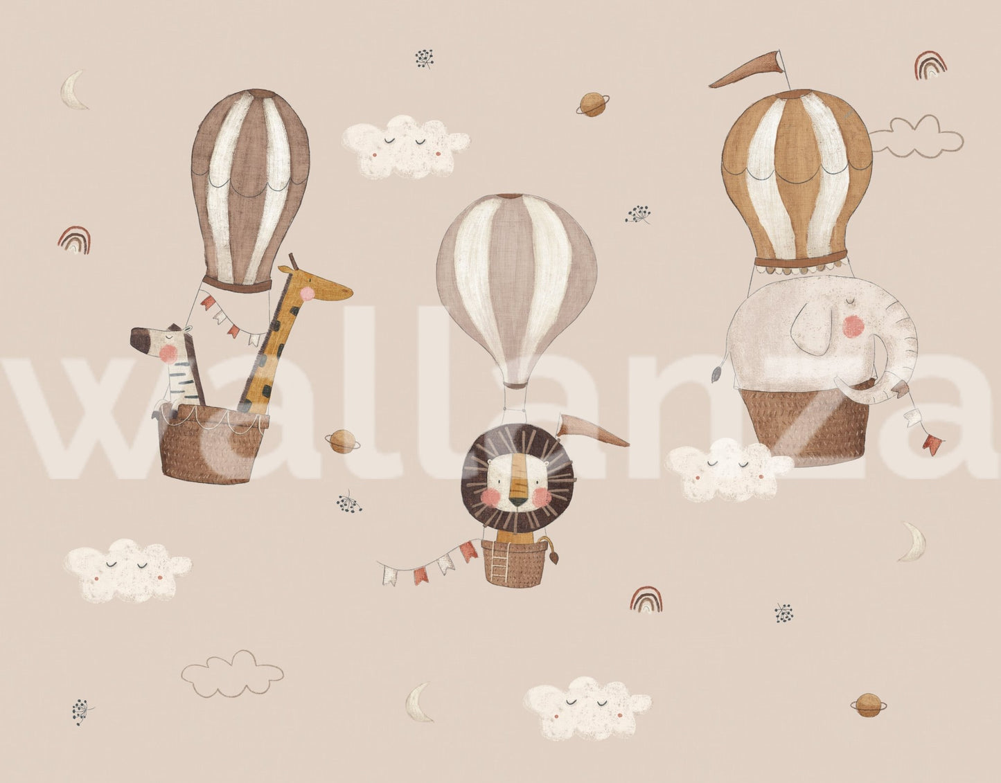 Whimsical safari wallpaper design for a creative feature wall.