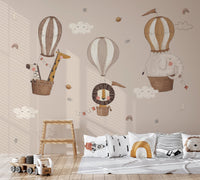 Detailed safari landscape wallpaper with neutral grey accents.