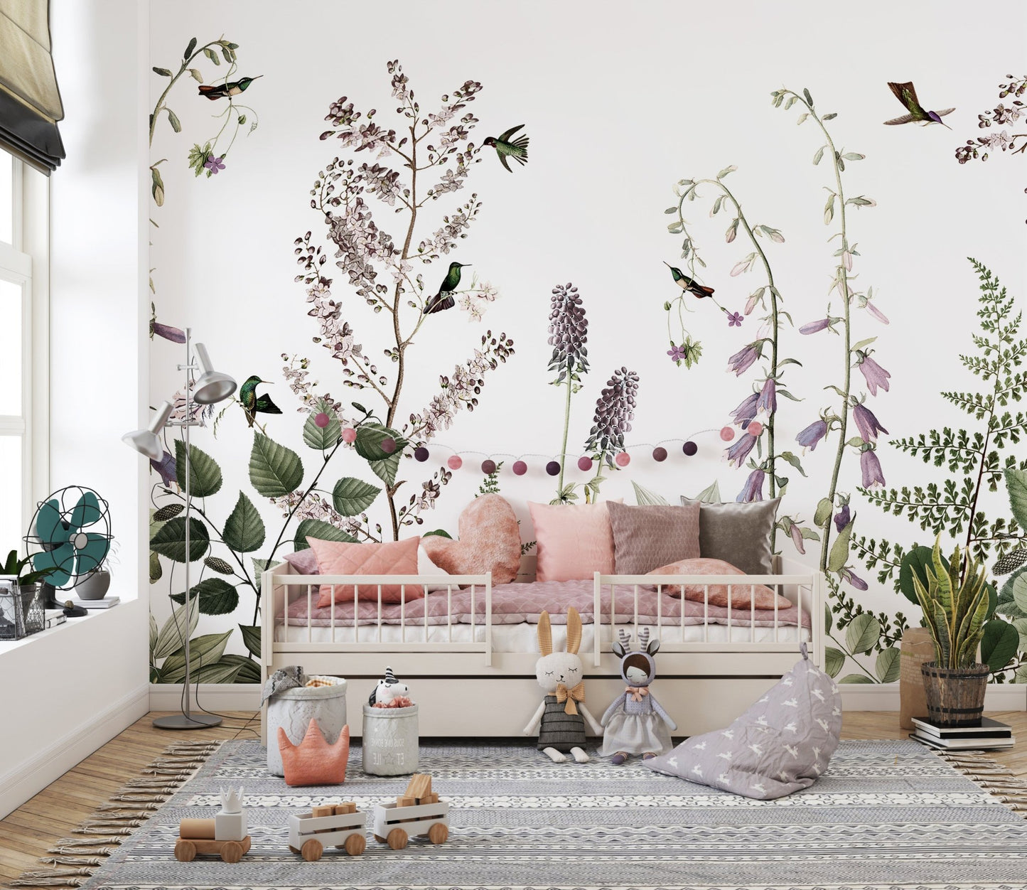 Hummingbird Hedge Wall Mural - Wallanza