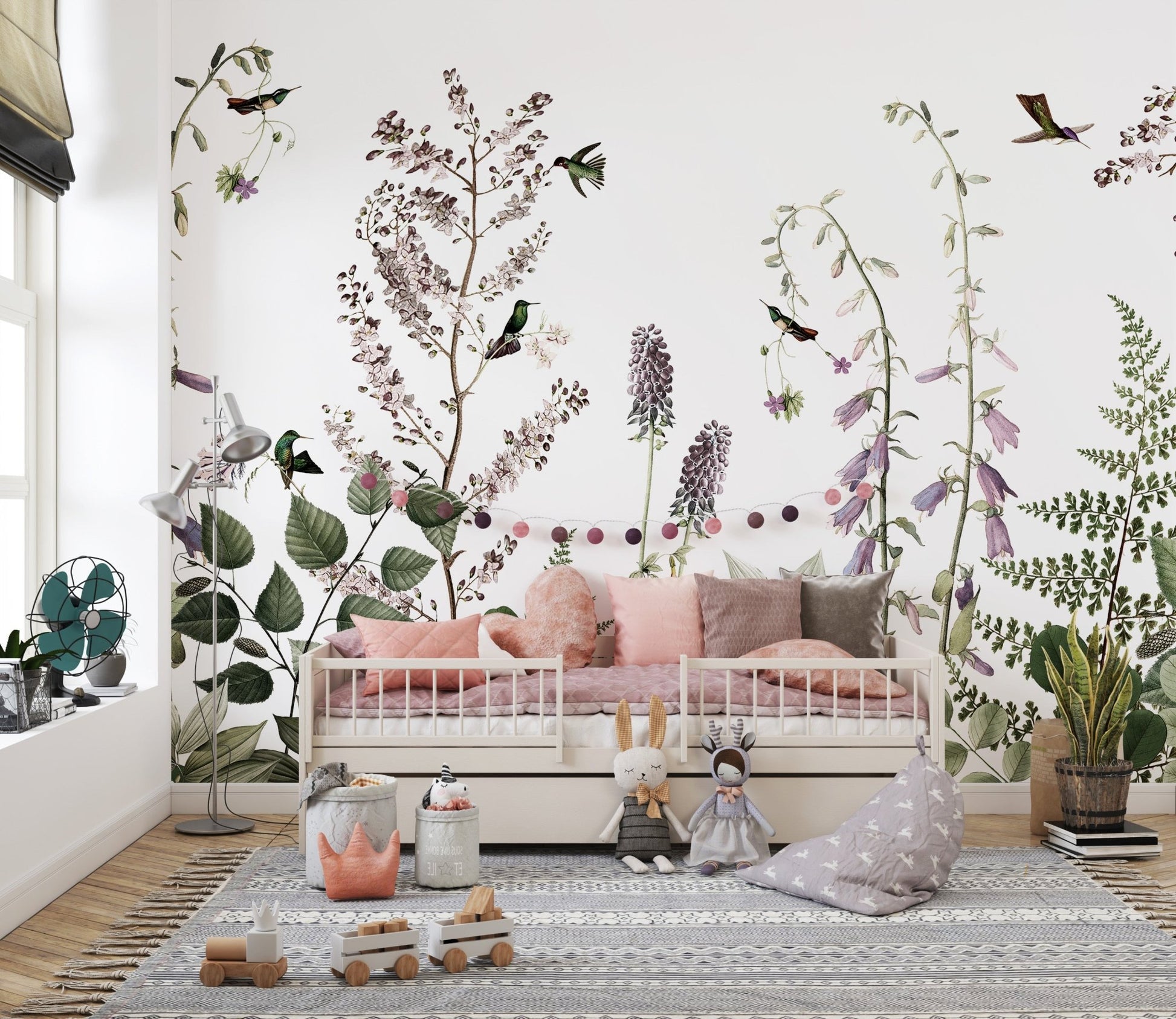 Hummingbird Hedge Wall Mural - Wallanza