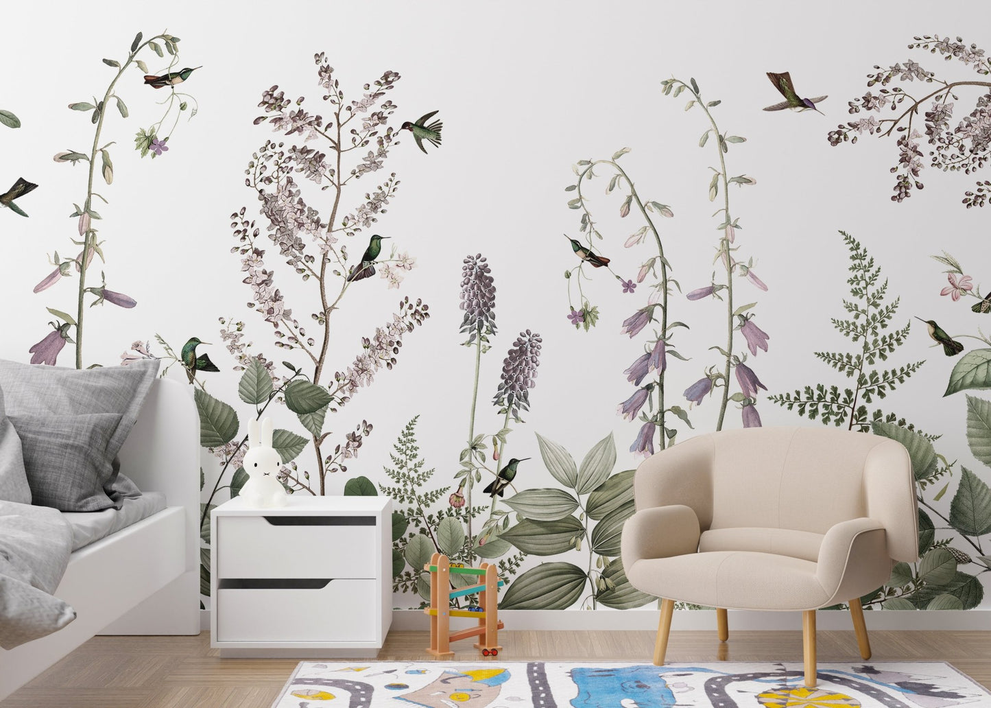 Hummingbird Hedge Wall Mural - Wallanza