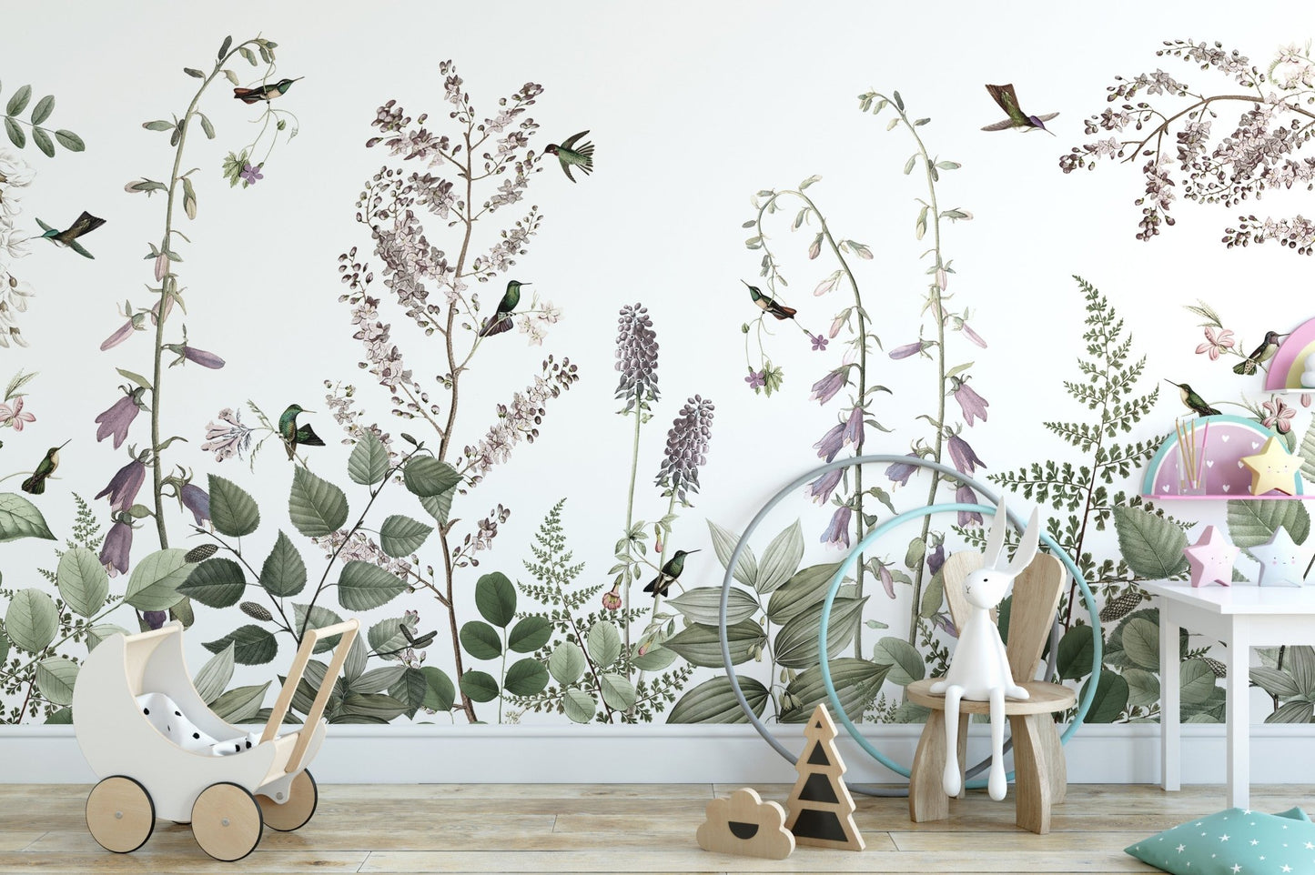 Hummingbird Hedge Wall Mural - Wallanza