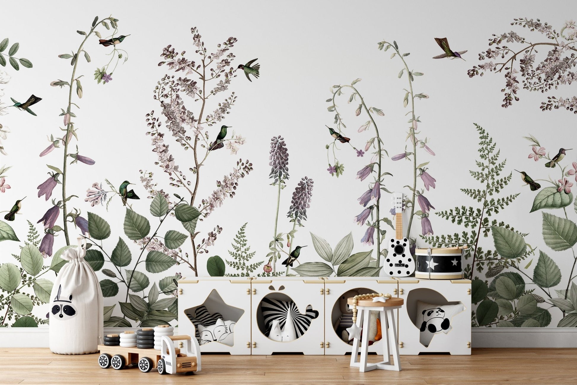 Hummingbird Hedge Wall Mural - Wallanza