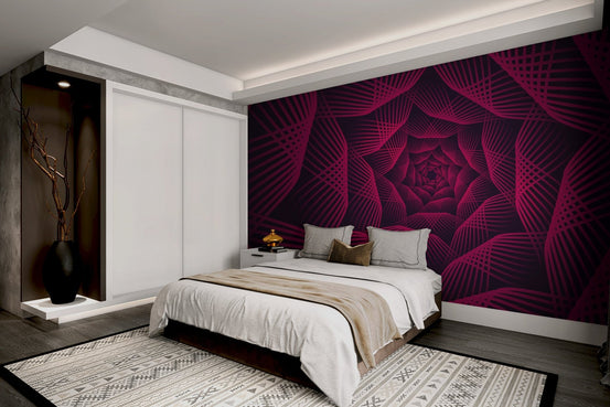 Modern optical illusion wallpaper with layered geometric lines.