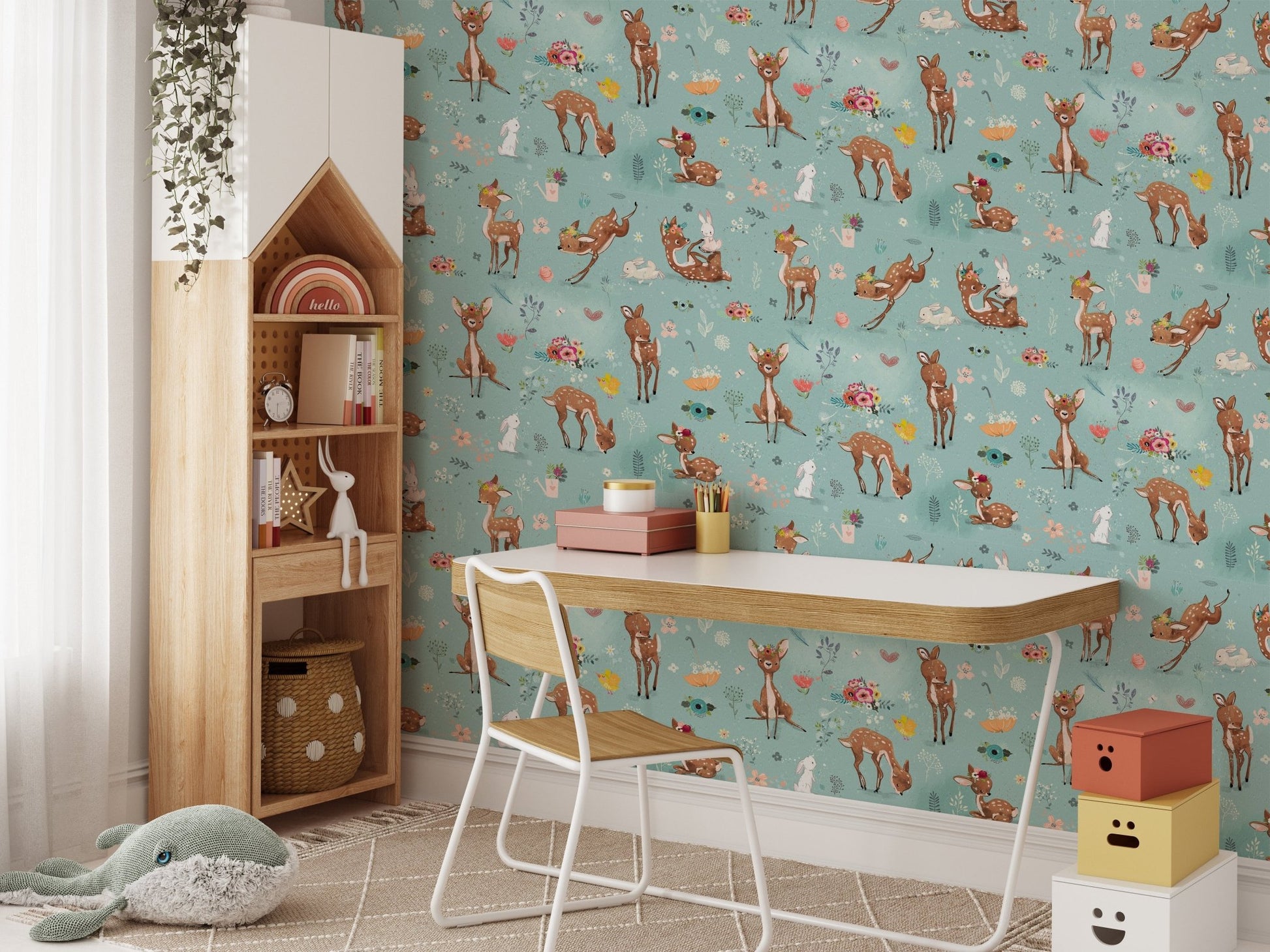 Nature Deer and Hare Wallpaper Mural
