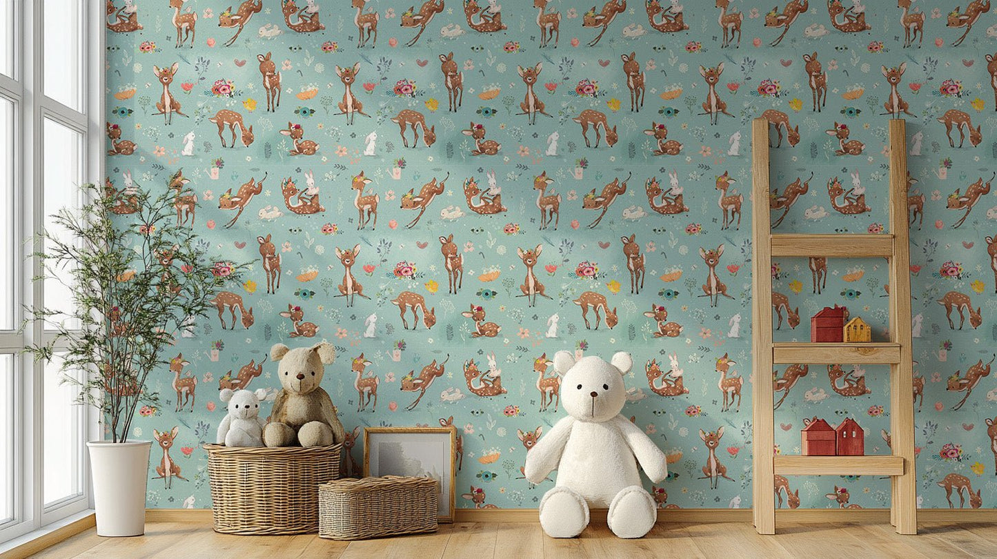 Little Deer and Hare Wallpaper Mural