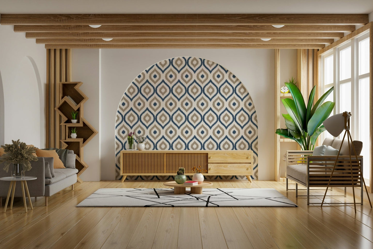 Indigo Stitchwork Wallpaper⁠ - Wallanza