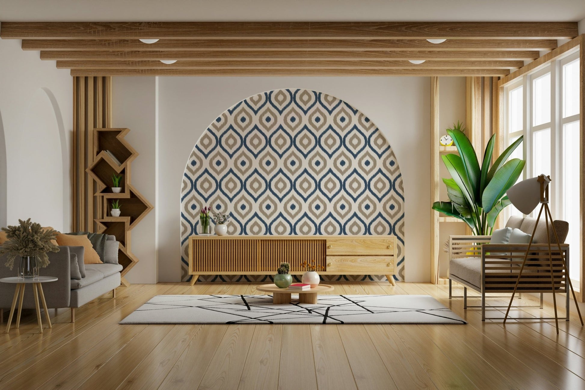 Indigo Stitchwork Wallpaper⁠ - Wallanza