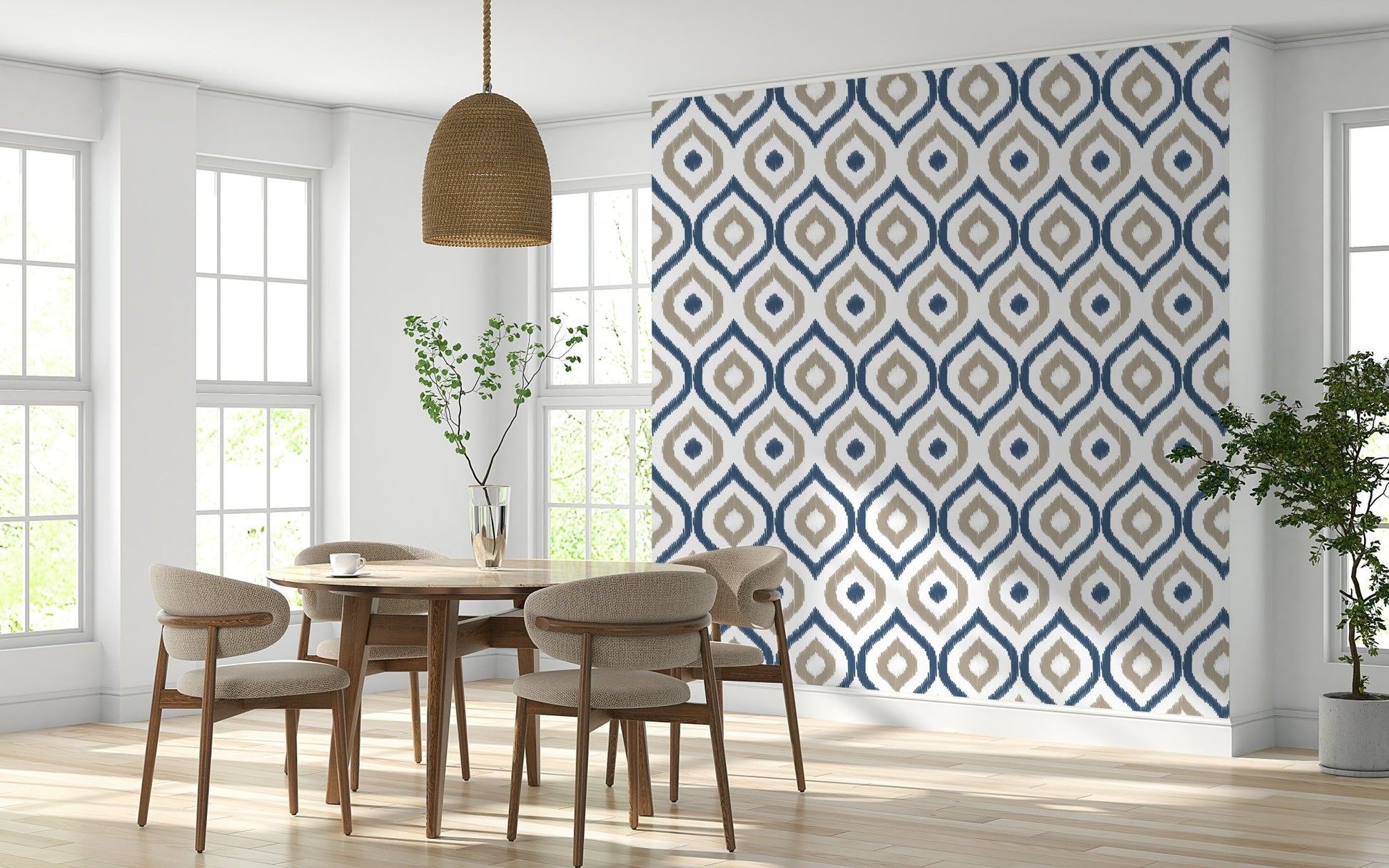 Indigo Stitchwork Wallpaper⁠ - Wallanza