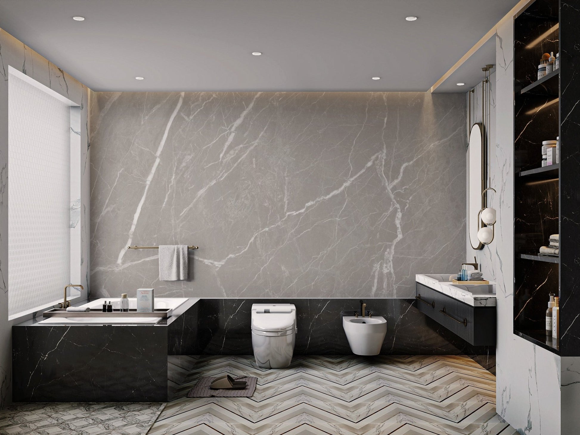Minimal grey concrete texture wallpaper mural suitable for bathroom decor.