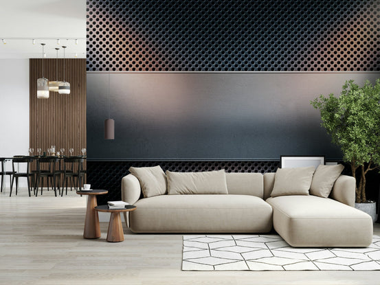 Dark Grate pattern mural in entryway accent wall