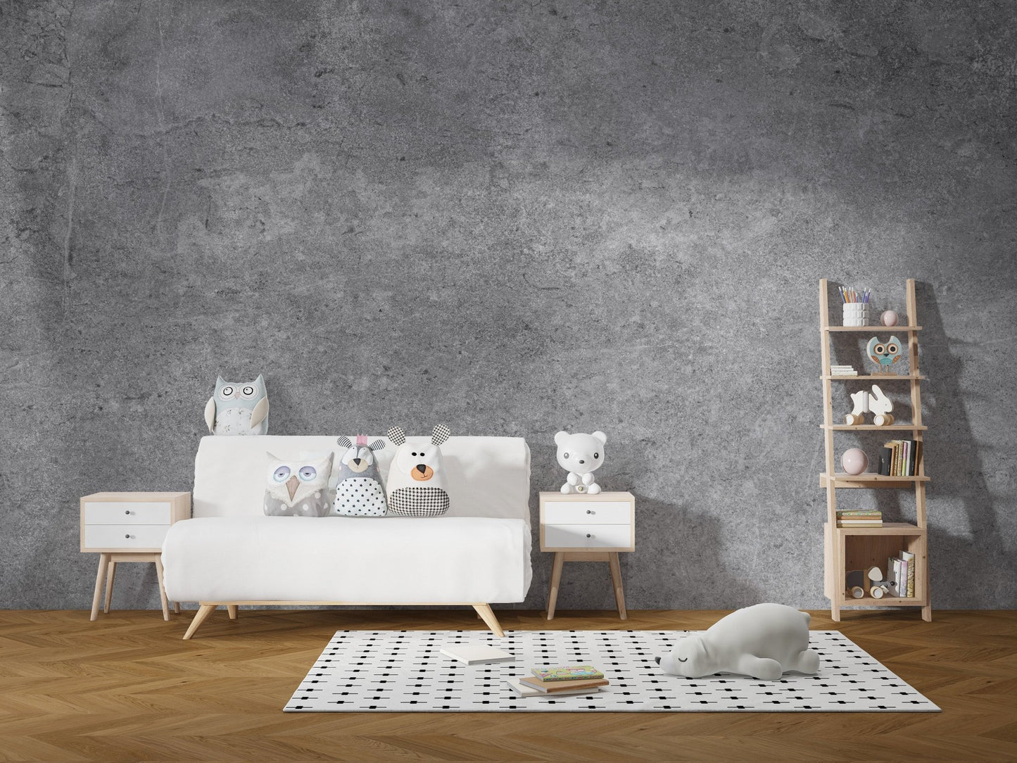 Industrial grey mural for contemporary decor
