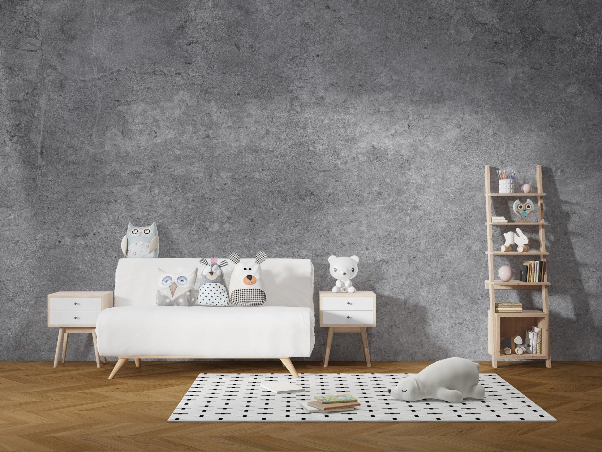 Industrial grey mural for contemporary decor
