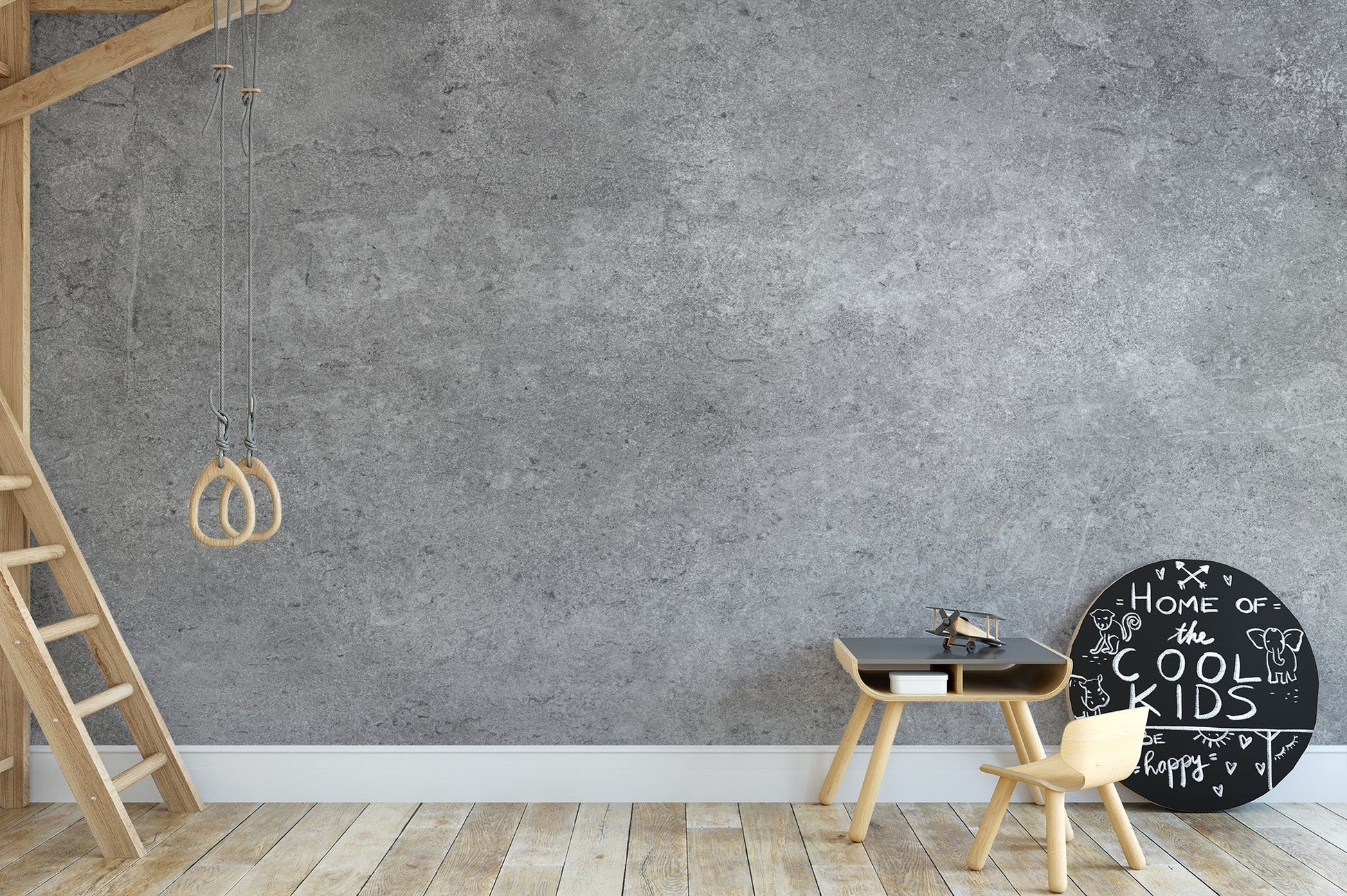 Bold industrial grey mural for stylish rooms
