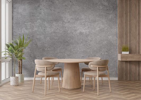 Grey concrete wallpaper mural featuring wisteria for matte wall decor.
