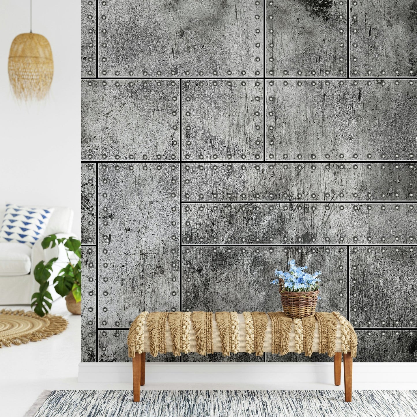 Industrial Rivet Plate Wall Mural - Wallanza