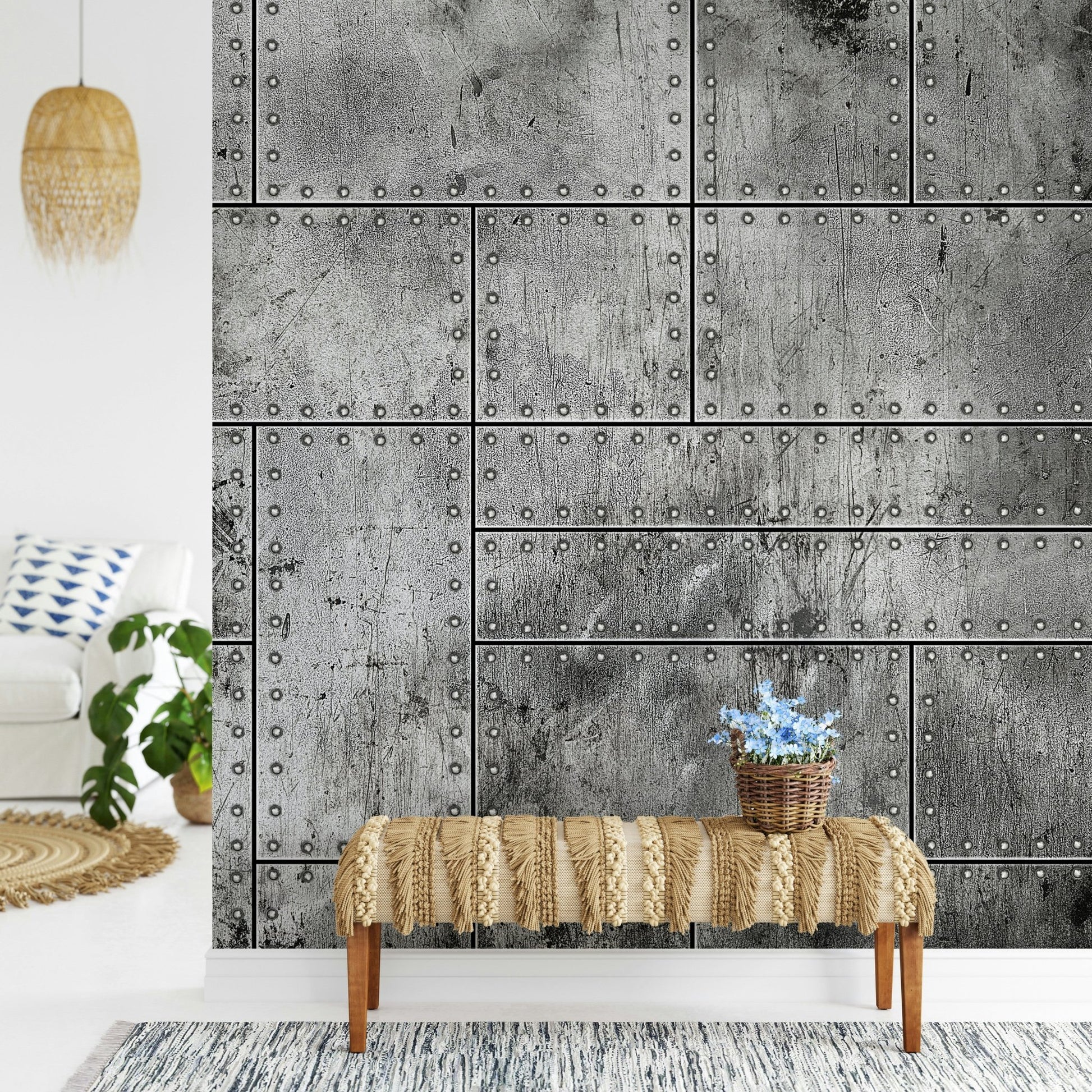 Industrial Rivet Plate Wall Mural - Wallanza