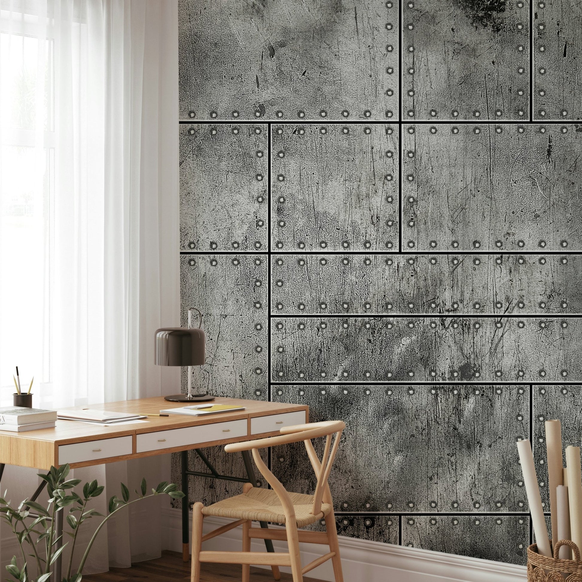 Industrial Rivet Plate Wall Mural - Wallanza